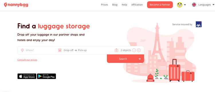 Using Nannybag for luggage storage in france